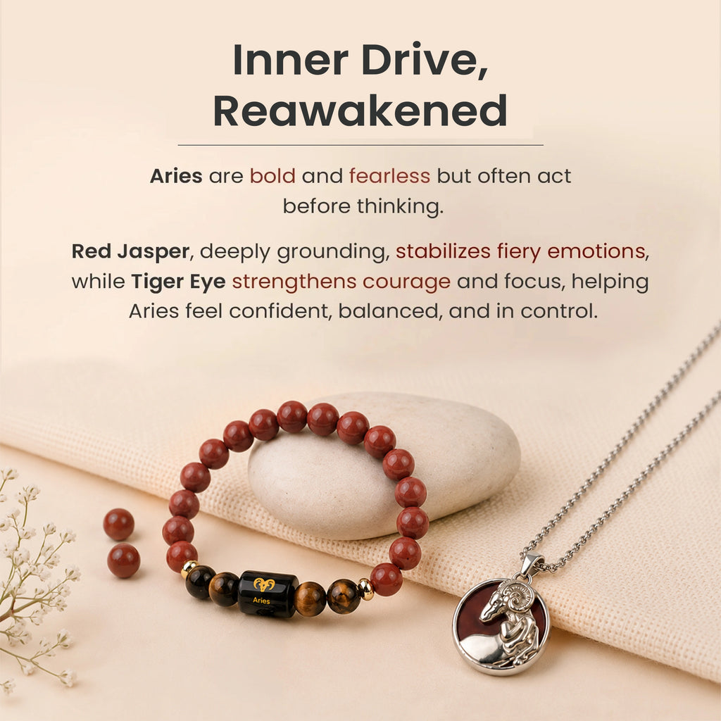 Aries Zodiac Bracelet with Pendant & Free Selenite Plate