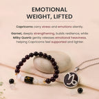 Capricorn Zodiac Bracelet with Pendant & Free Selenite Plate