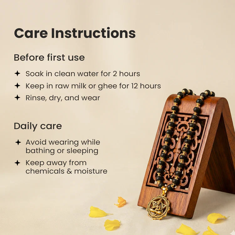 Gold-Plated Karungali Mala with Hanuman Kavach Pendant