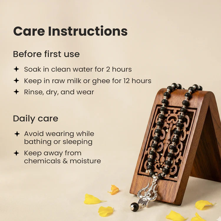 Karungali Mala with Om Shiva Trishul Pendant