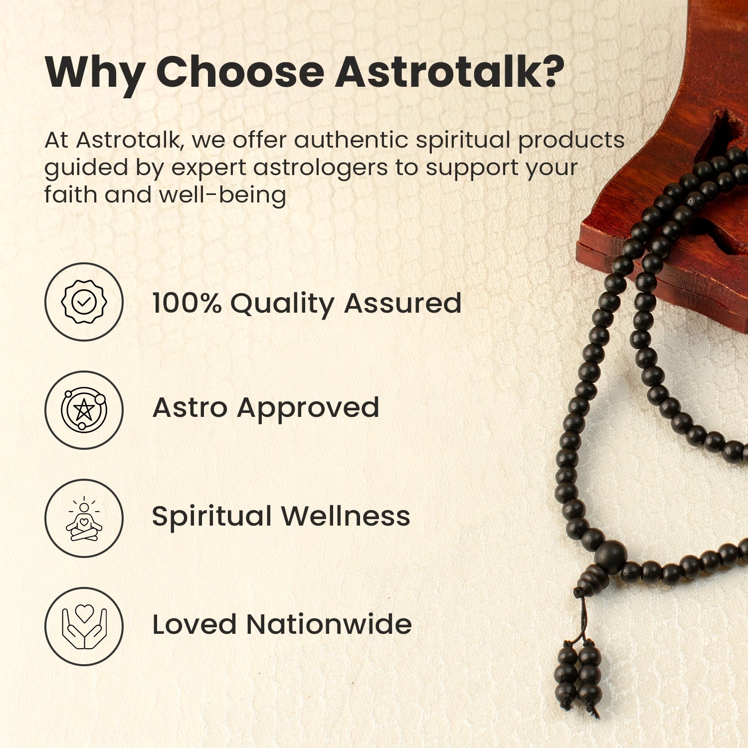 Karungali Malai 6mm Stretchable - 108+1 Beads (Original Ebony Wood)