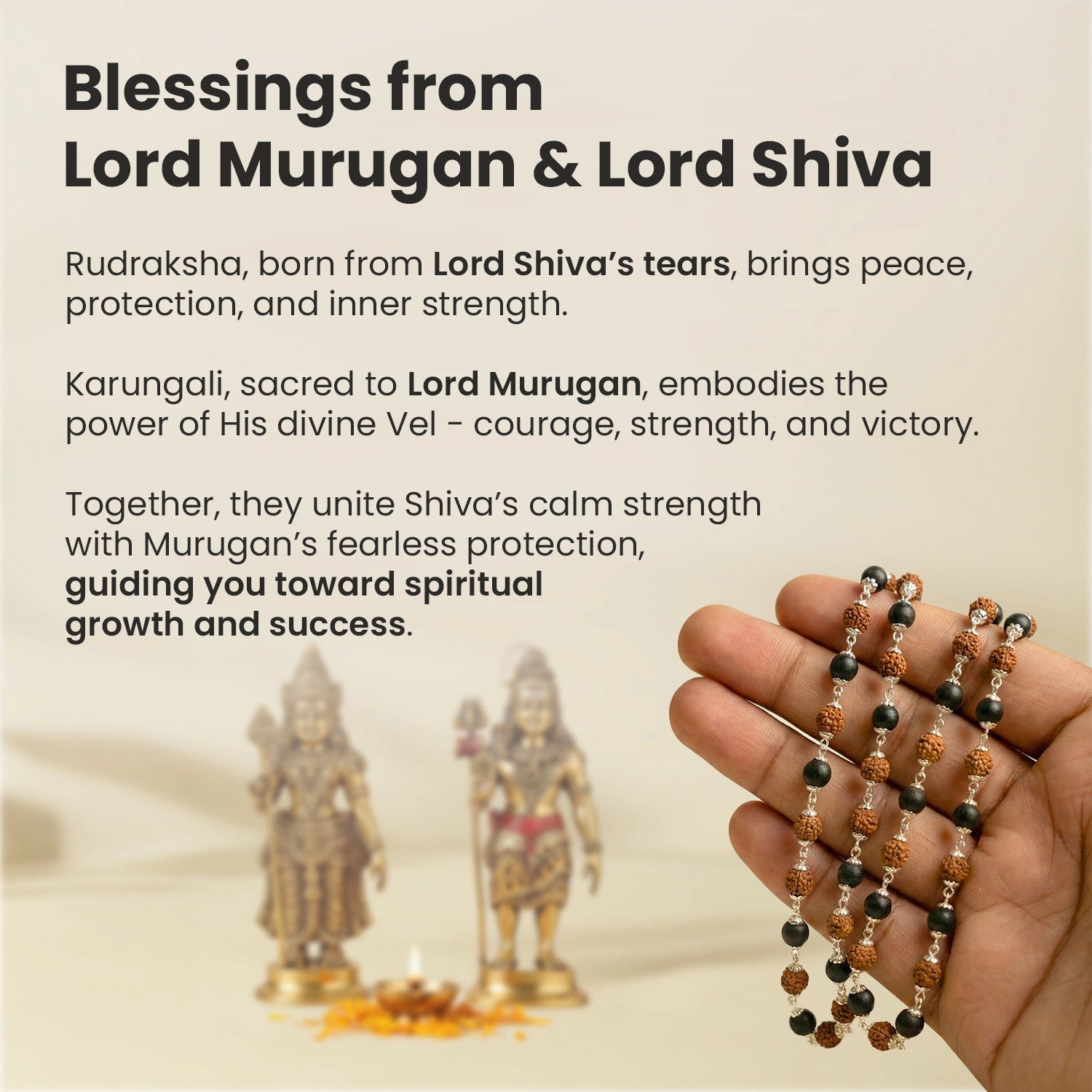 Divya Raksha Rudraksha & Karungali Mala with Silver Capping