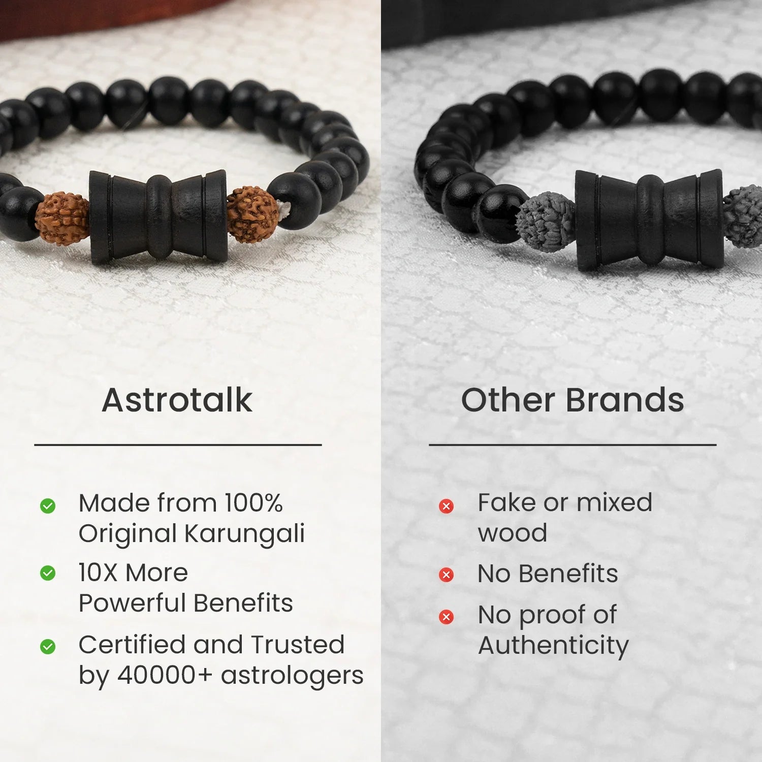 Rudraksha Karungali Healing Bracelet With Damru 8mm