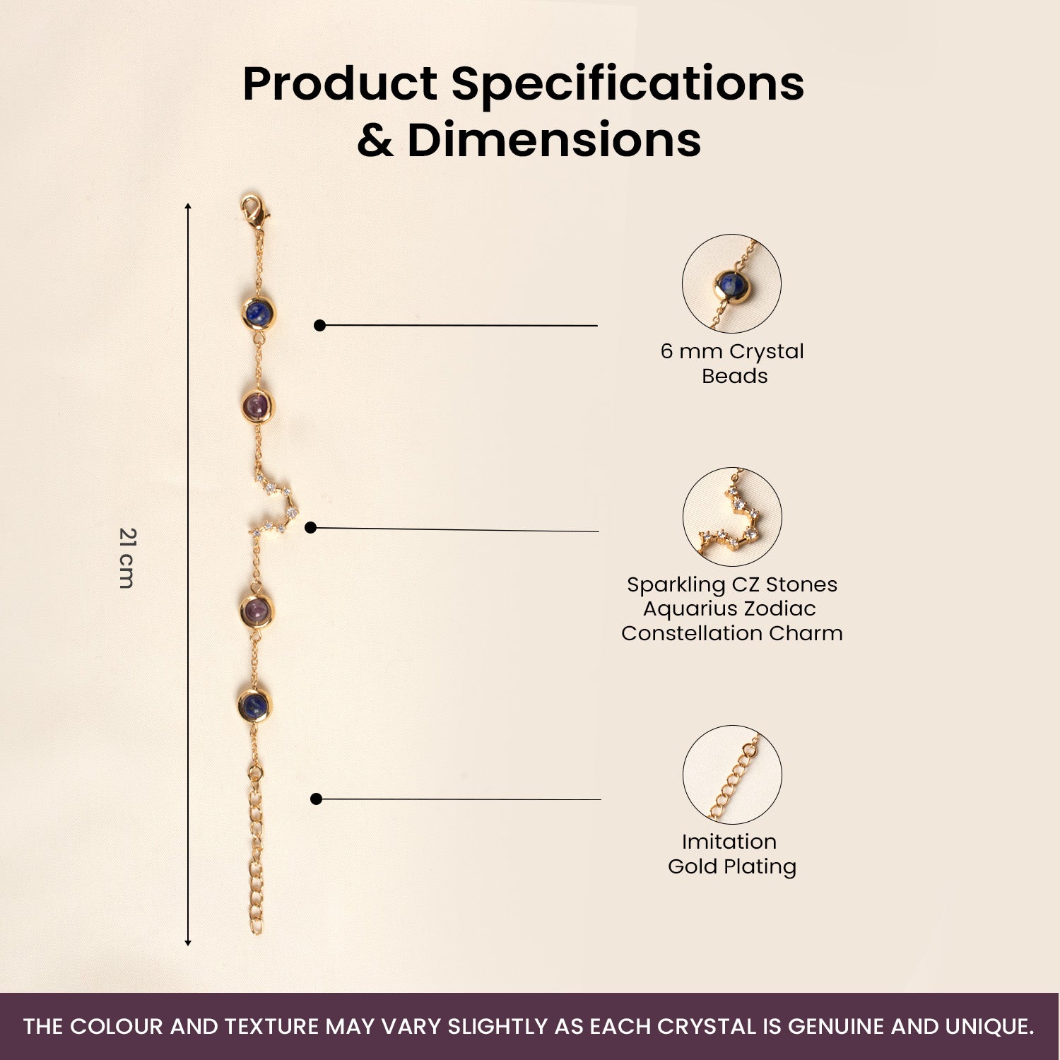 Aquarius (कुंभ राशि) Zodiac Constellation Bracelet for Women
