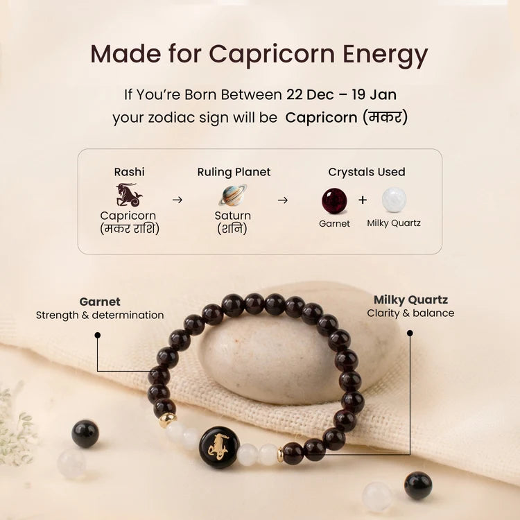 Kashi Rinmukteshwar Siddh Capricorn Zodiac Bracelet for Women with Free Raw Selenite Plate
