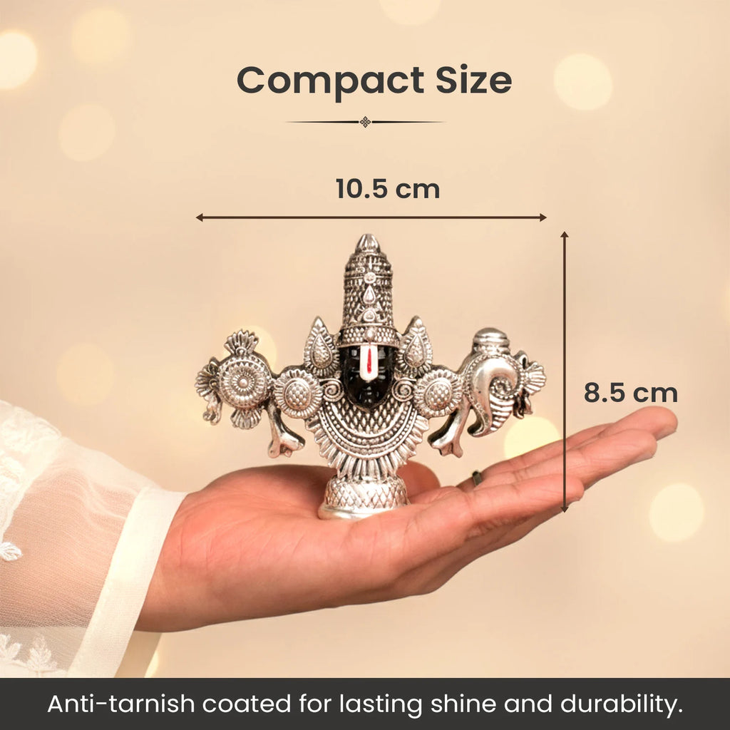 999 Silver Plated Lord Tirupati Balaji Idol