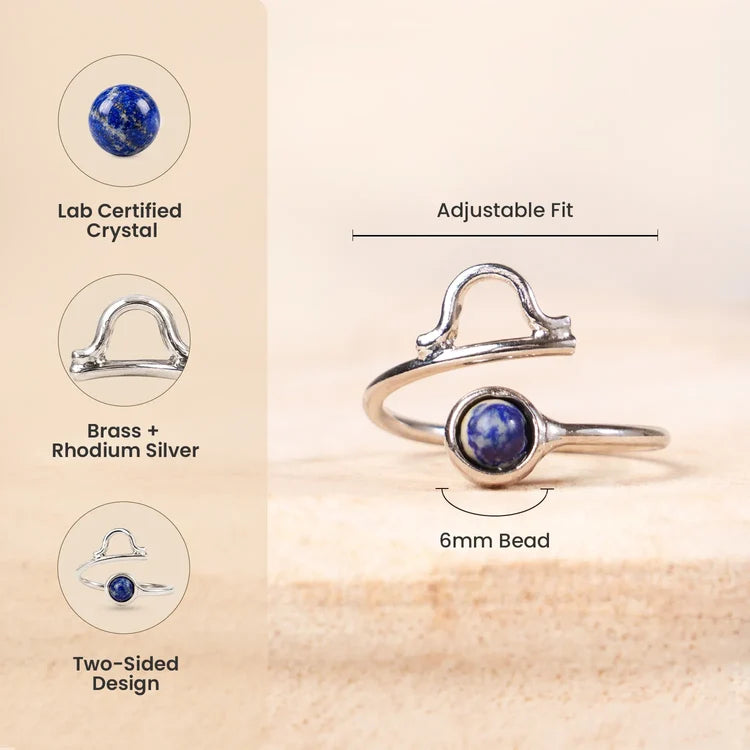 Libra Zodiac Ring with Lapis Lazuli