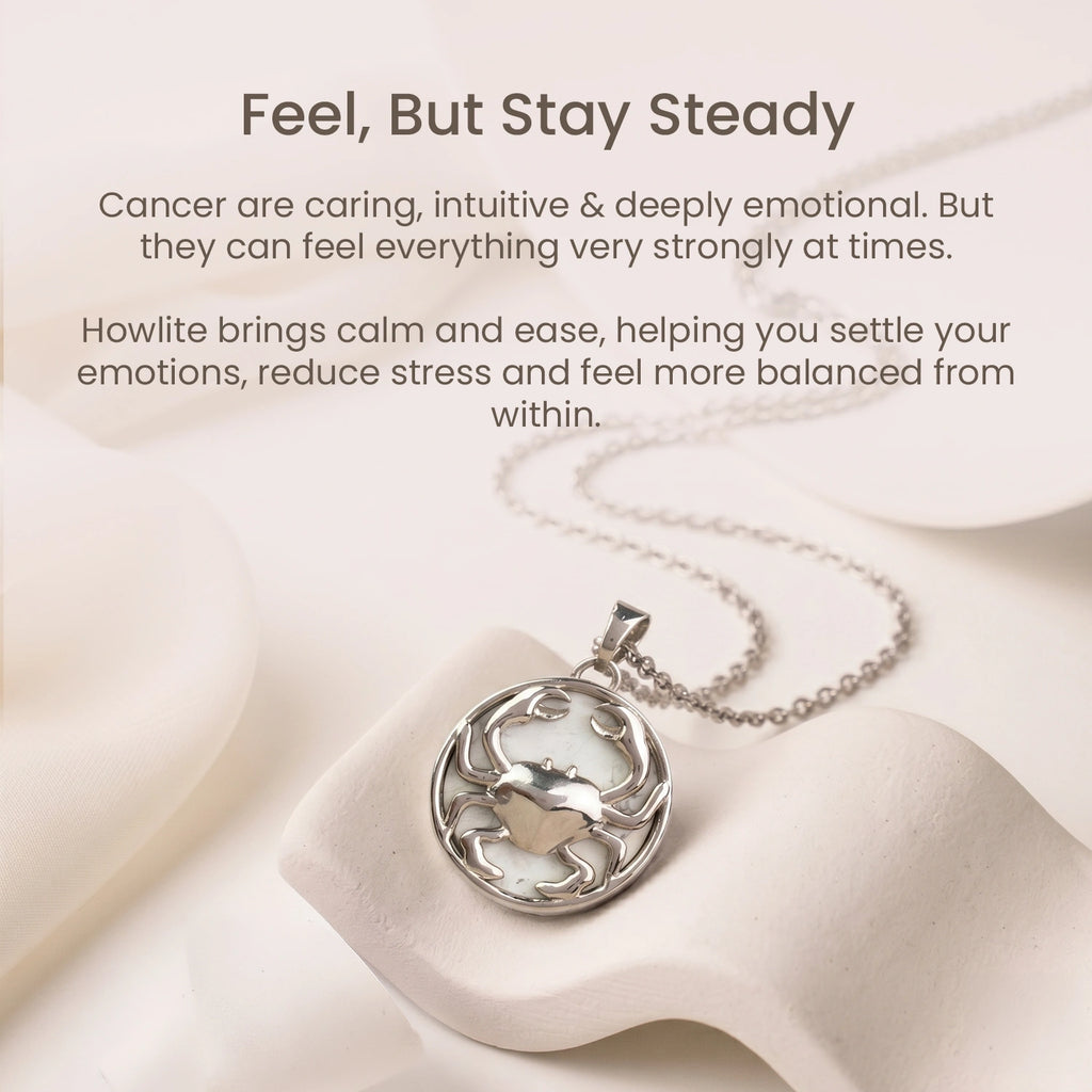 Cancer Pendant (कर्क राशि) with Howlite