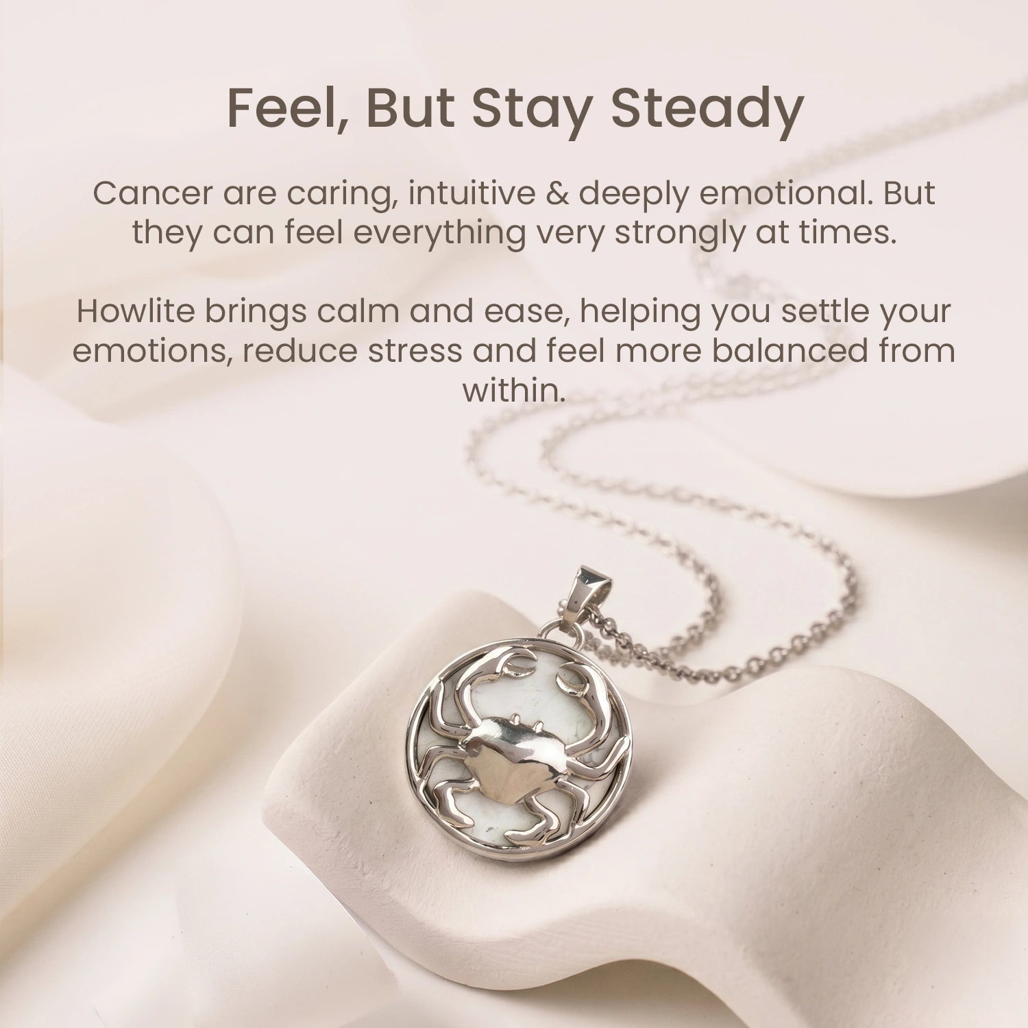 Cancer Pendant (कर्क राशि) with Howlite