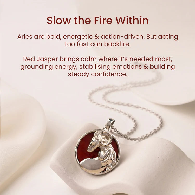 Aries Pendant (मेष राशि) with Red Jasper Stone