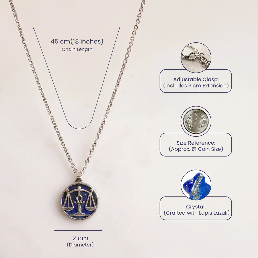 Libra Pendant (तुला राशि) with Lapis Lazuli