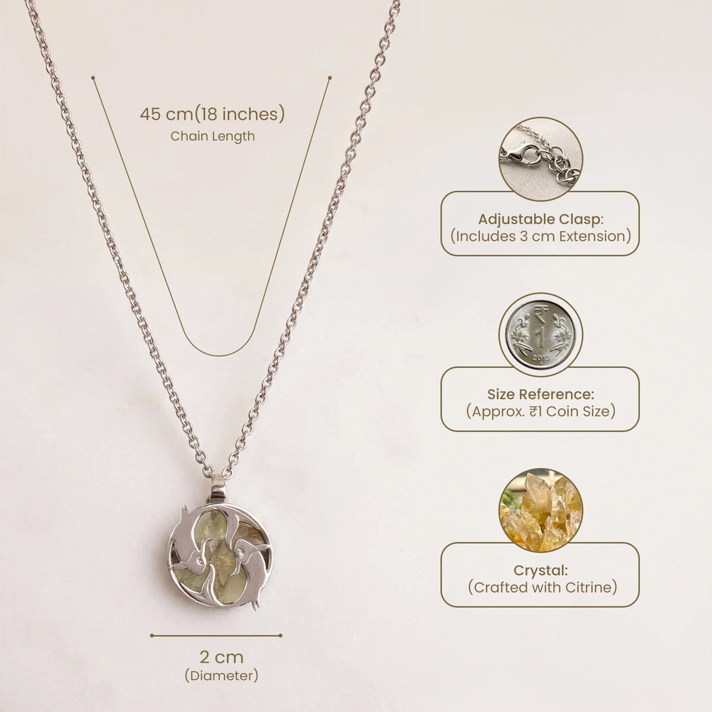 Pisces Pendant (मीन राशि) with Citrine