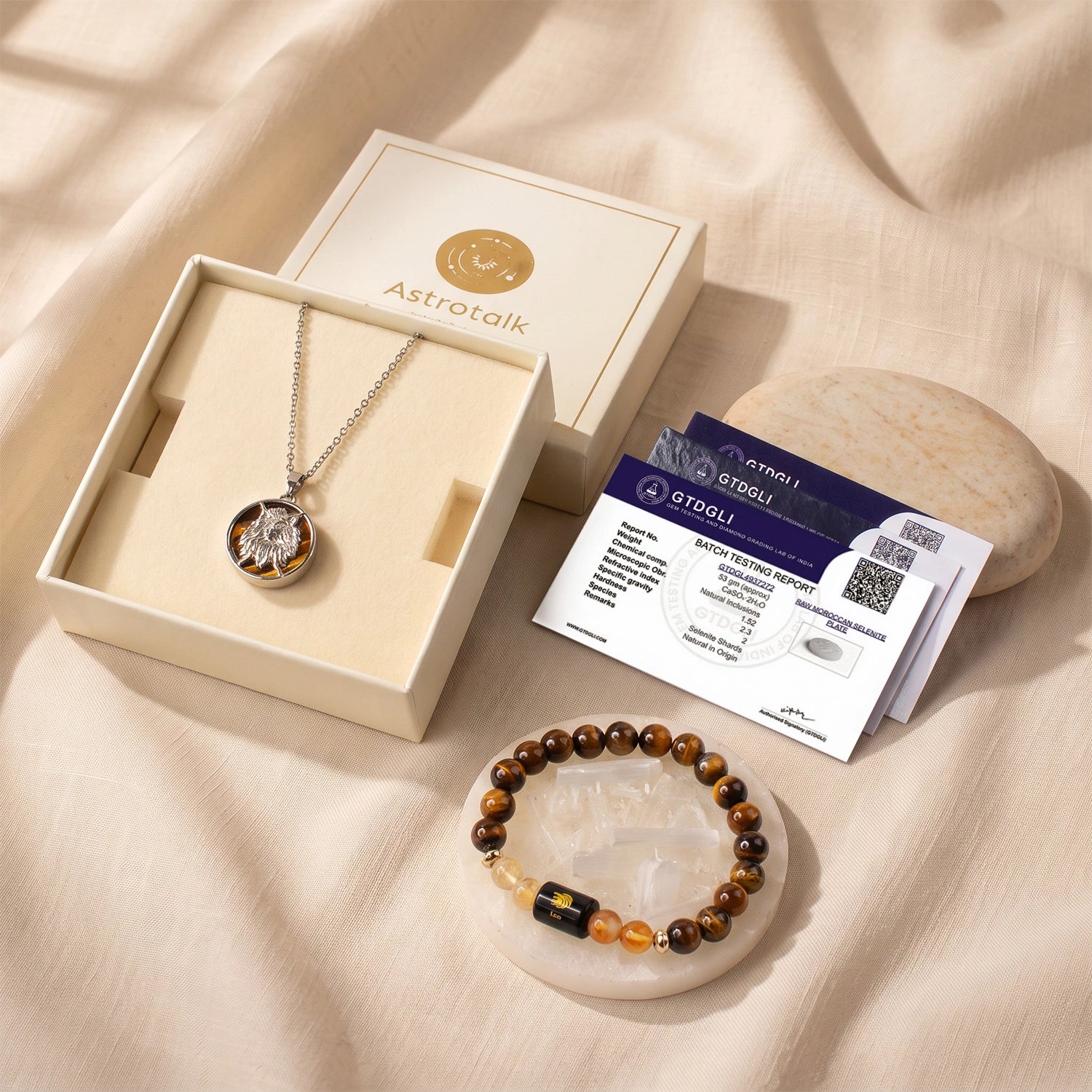 Leo Zodiac Bracelet with Pendant & Free Selenite Plate