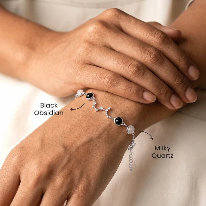 Kashi Rinmukteshwar Siddh Scorpio Zodiac Constellation Bracelet with Free Raw Selenite Plate