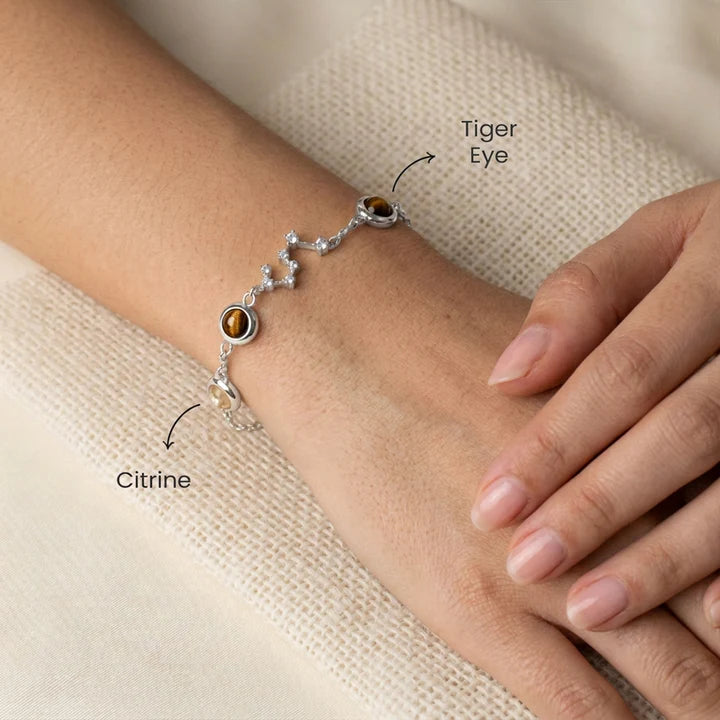Kashi Rinmukteshwar Siddh Leo Zodiac Constellation Bracelet with Free Raw Selenite Plate