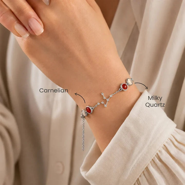 Kashi Rinmukteshwar Siddh Virgo Zodiac Constellation Bracelet with Free Raw Selenite Plate