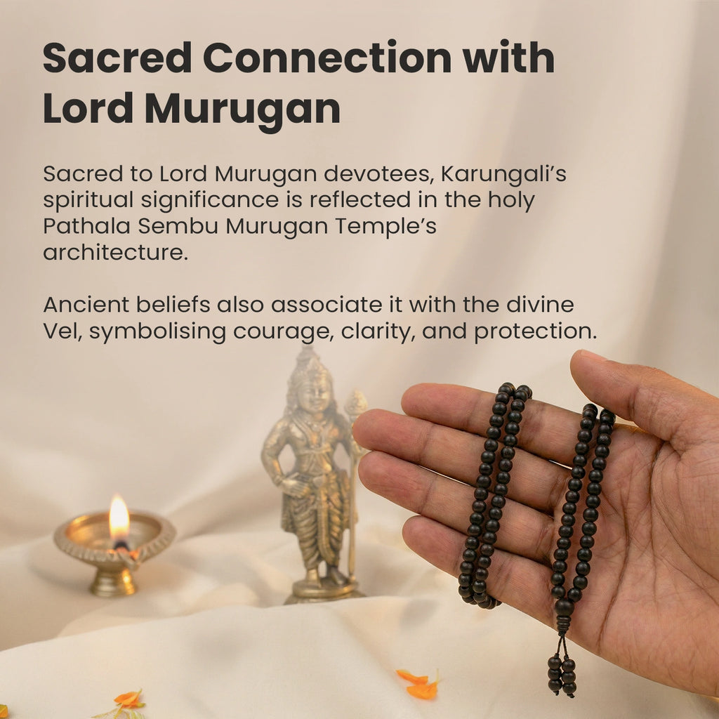 Karungali Malai 6mm Stretchable - 108+1 Beads (Original Ebony Wood)