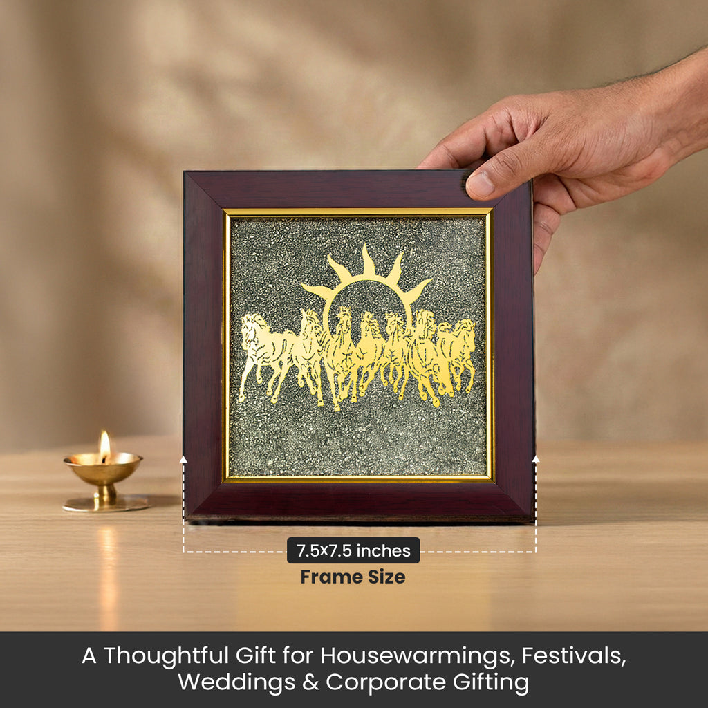 7 Horses on Raw Pyrite Frame (Maroon)