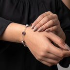 Rose Quartz & Amethyst Metal Bracelet