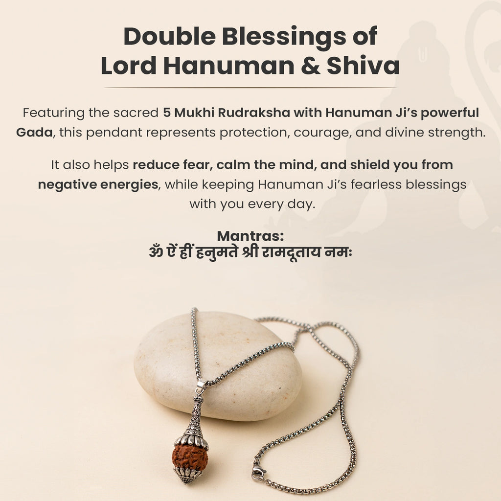 Rudraksha Hanuman Gada Pendant