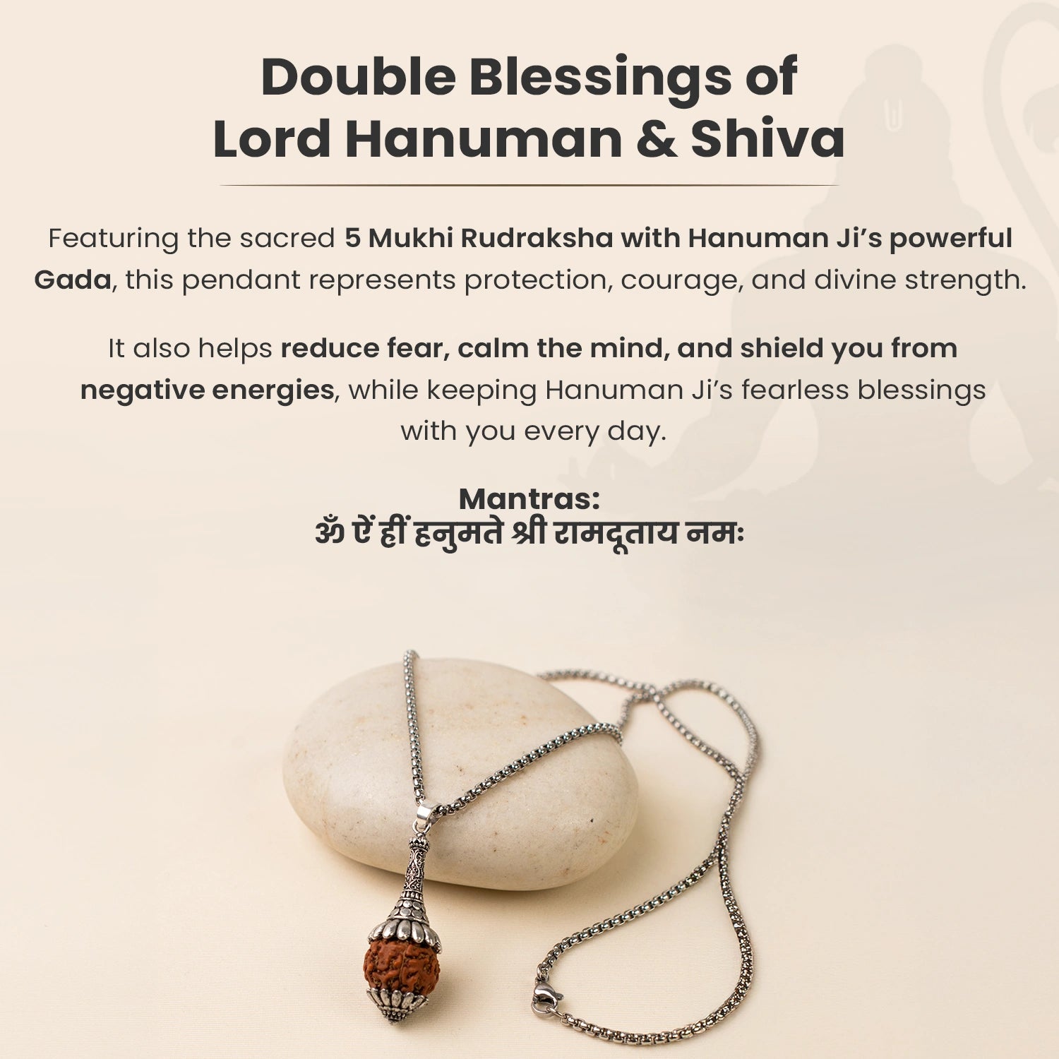 Rudraksha Hanuman Gada Pendant