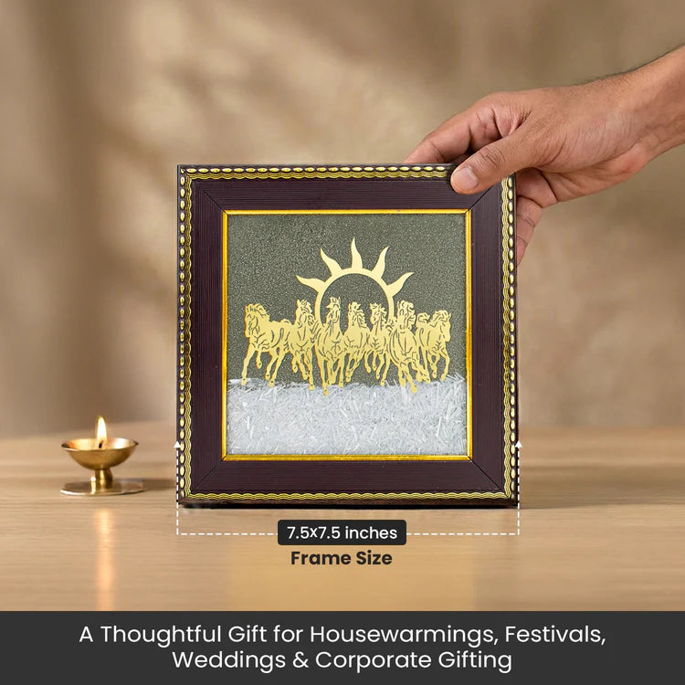 7 Horses on Pyrite & Selenite Dust Frame