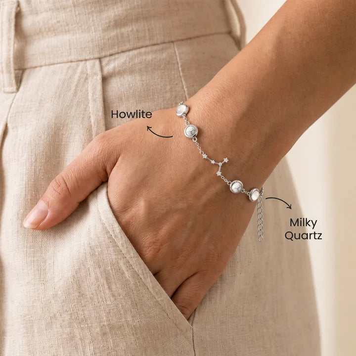 Kashi Rinmukteshwar Siddh Cancer Zodiac Constellation Bracelet with Free Raw Selenite Plate