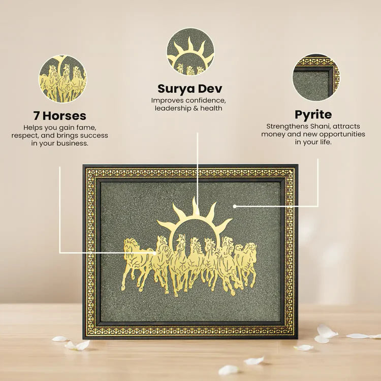 Limited Edition - 7 Horses on Raw Pyrite Frame (Big Size)