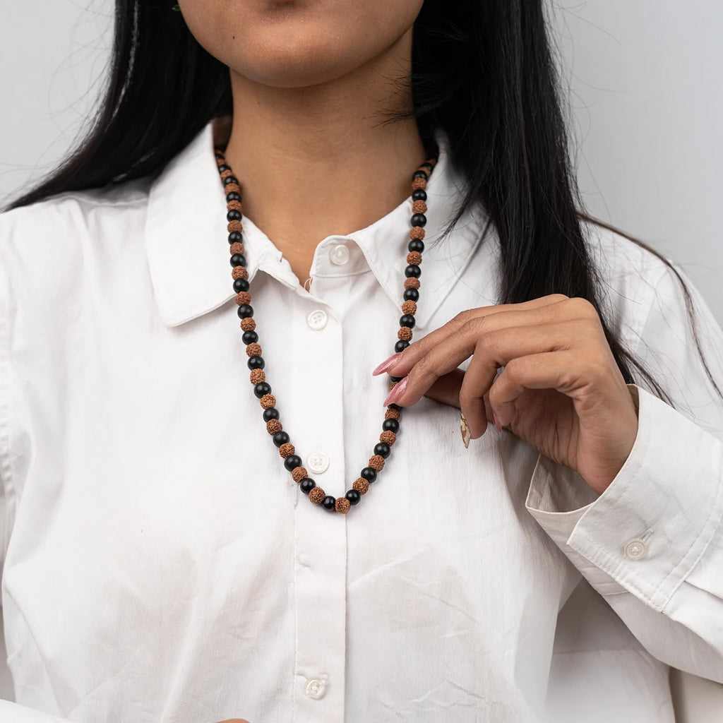 Divya Raksha Rudraksha & Karungali Mala ||  8mm - 108+1 Beads