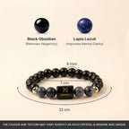 Sagittarius Zodiac Black Obsidian & Lapis Lazuli Bracelet