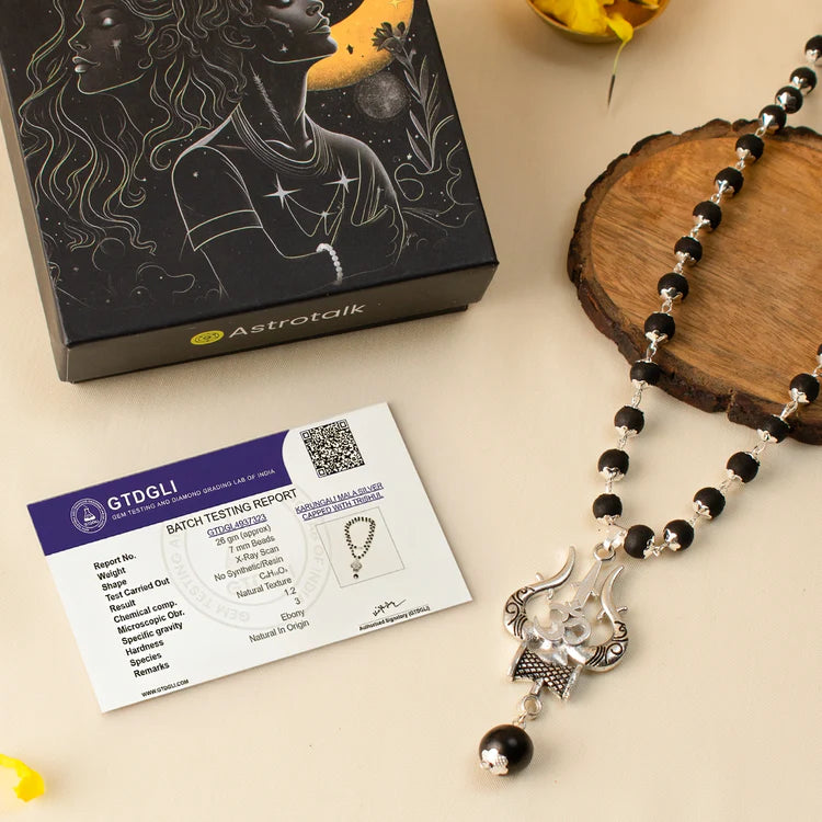 Karungali Mala with Om Shiva Trishul Pendant
