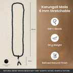Karungali Malai 6mm Stretchable - 108+1 Beads (Original Ebony Wood)