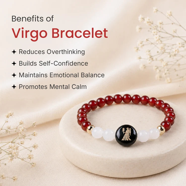 Kashi Rinmukteshwar Siddh Virgo Zodiac Bracelet for Women with Free Raw Selenite Plate