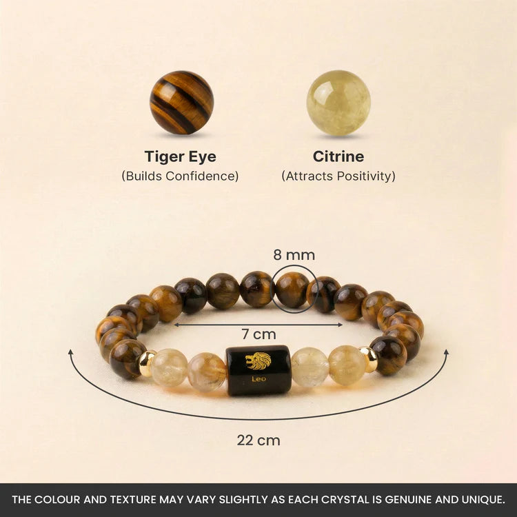 Leo Zodiac Tiger Eye & Citrine Bracelet