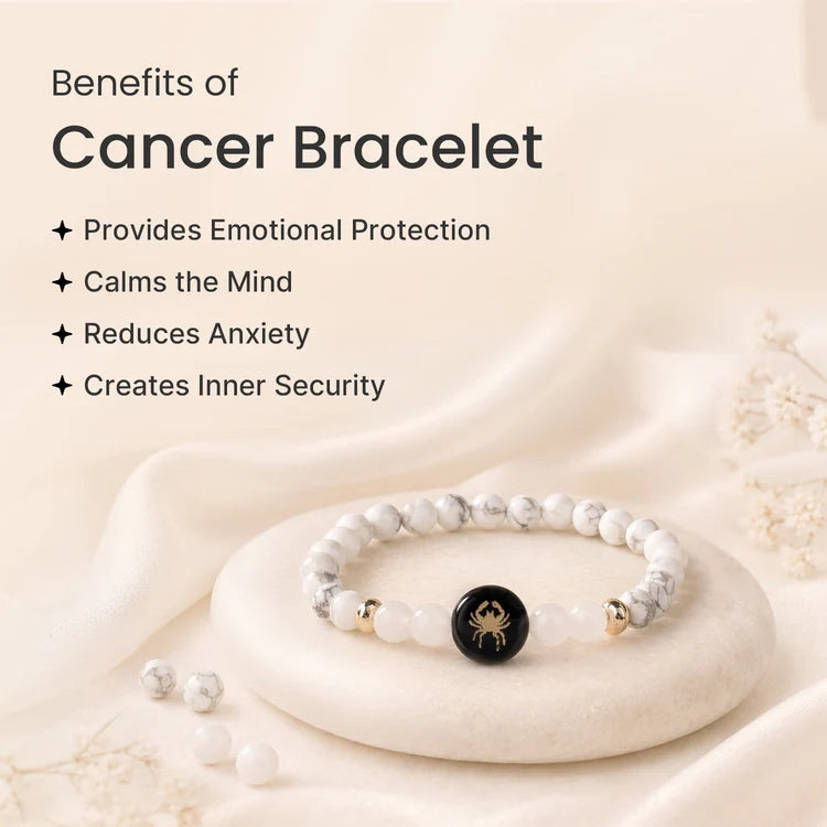 Kashi Rinmukteshwar Siddh Cancer Zodiac Bracelet for Women with Free Raw Selenite Plate