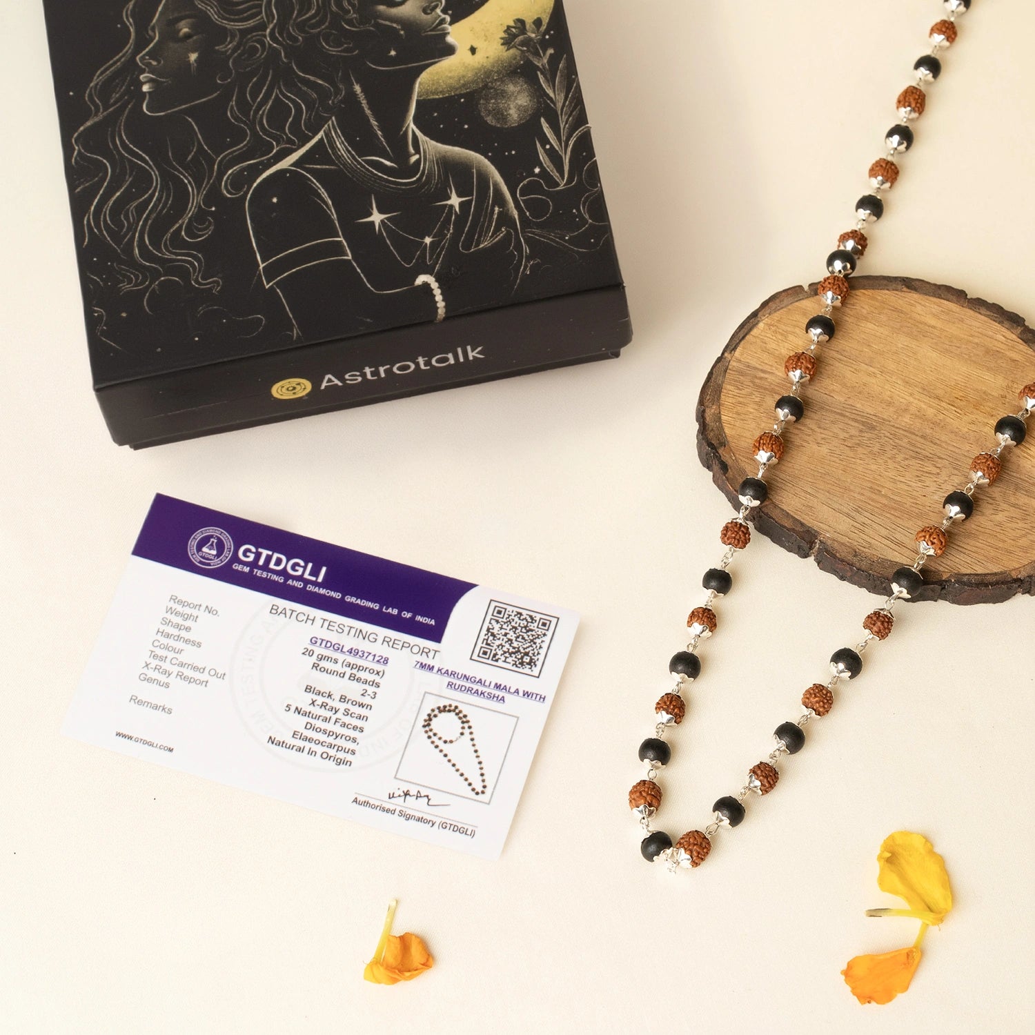 Divya Raksha Rudraksha & Karungali Mala with Silver Capping