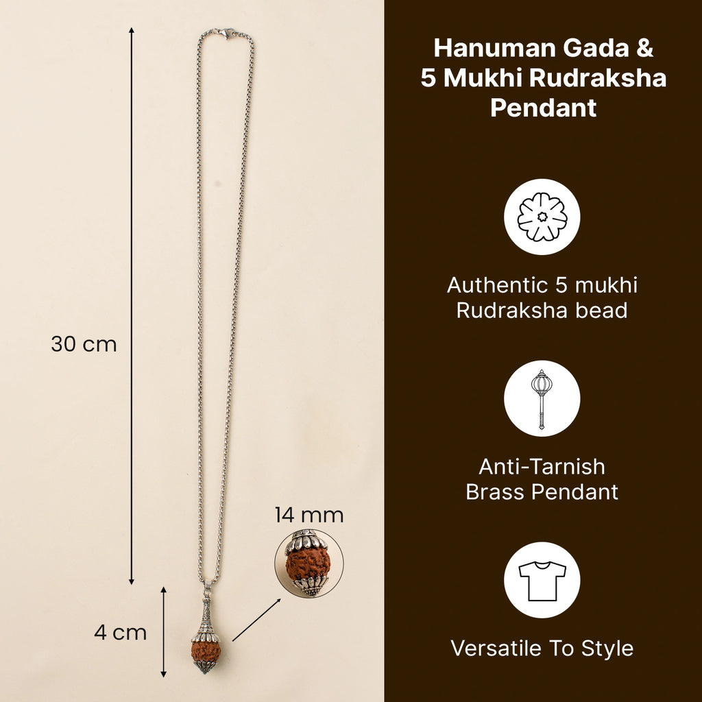Rudraksha Hanuman Gada Pendant