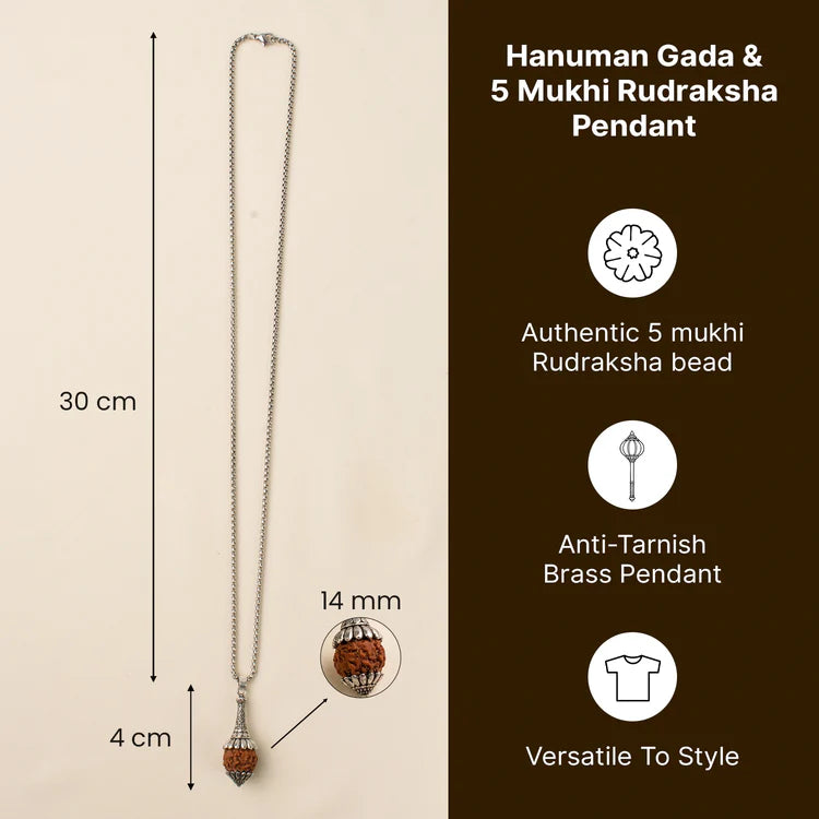 Siddh Rudraksha Hanuman Gada Pendant