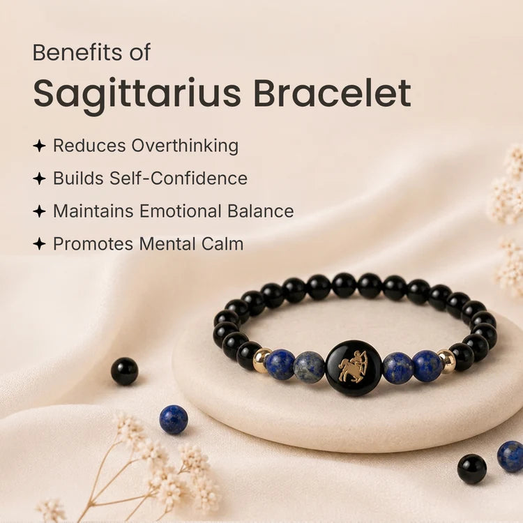 Kashi Rinmukteshwar Siddh Sagittarius Zodiac Bracelet for Women with Free Raw Selenite Plate