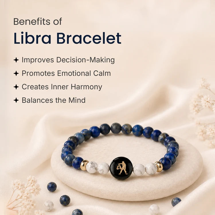 Kashi Rinmukteshwar Siddh Libra Zodiac Bracelet for Women with Free Raw Selenite Plate