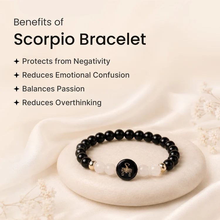 Kashi Rinmukteshwar Siddh Scorpio Zodiac Bracelet for Women with Free Raw Selenite Plate