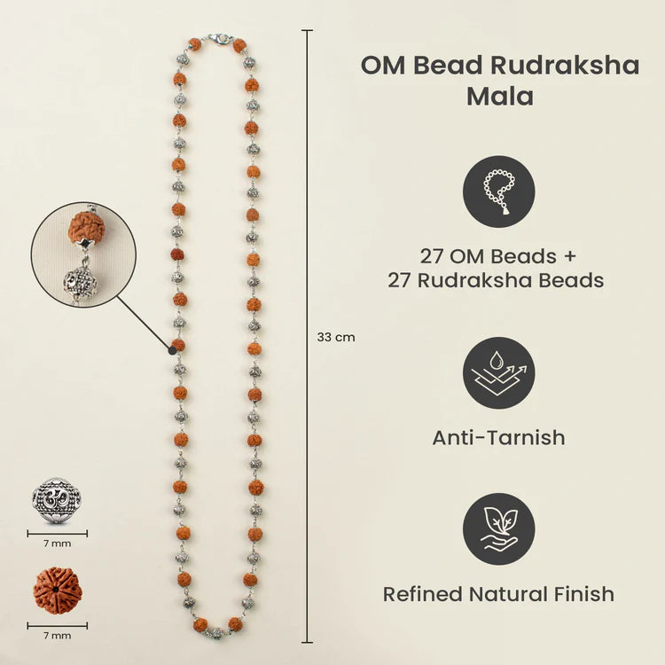 OM Bead Rudraksha Mala
