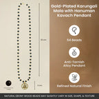 Gold-Plated Karungali Mala with Hanuman Kavach Pendant