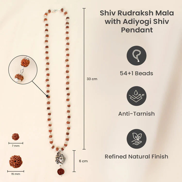 Shiv Rudraksha Mala with Adiyogi Shiv Pendant