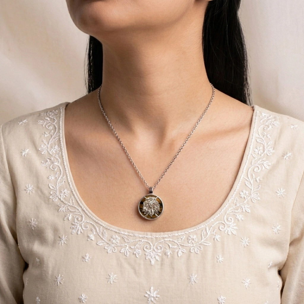 Leo Pendant (सिंह राशि) with Tiger Eye
