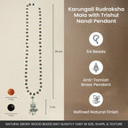 Shiv Raksha Karungali Rudraksha Mala with Trishul Nandi Pendant