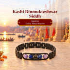 Kashi Rinmukteshwar Siddh Aquarius Zodiac Metal Bracelet with Free Raw Selenite Plate
