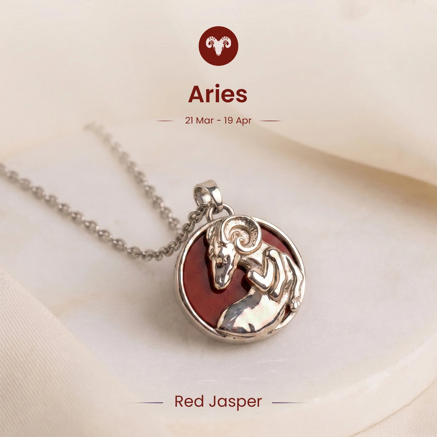 Aries Pendant with Red Jasper Stone