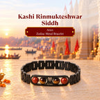 Kashi Rinmukteshwar Siddh Aries Zodiac Metal Bracelet with Free Raw Selenite Plate
