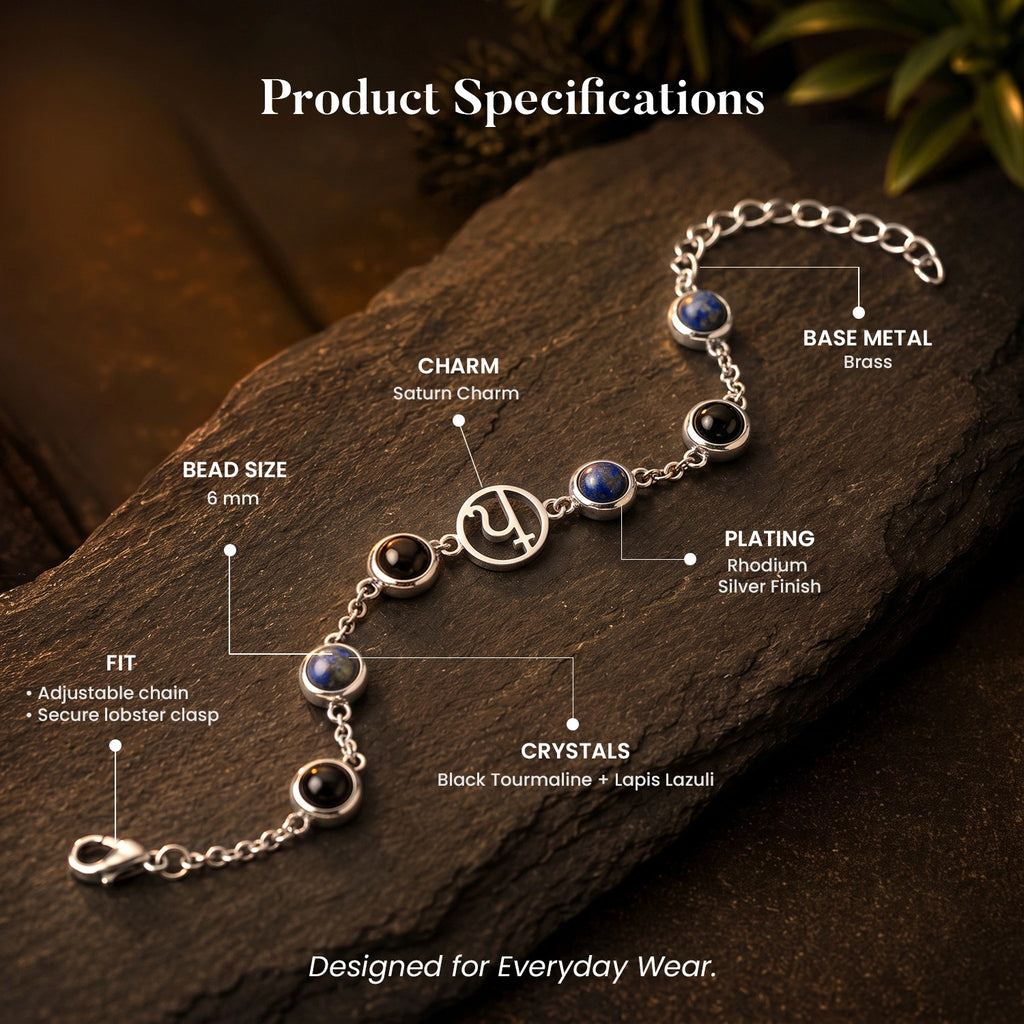 Kashi Rinmukteshwar Siddh Psychic Number 8 Saturn Crystal Bracelet with FREE Raw Selenite Plate